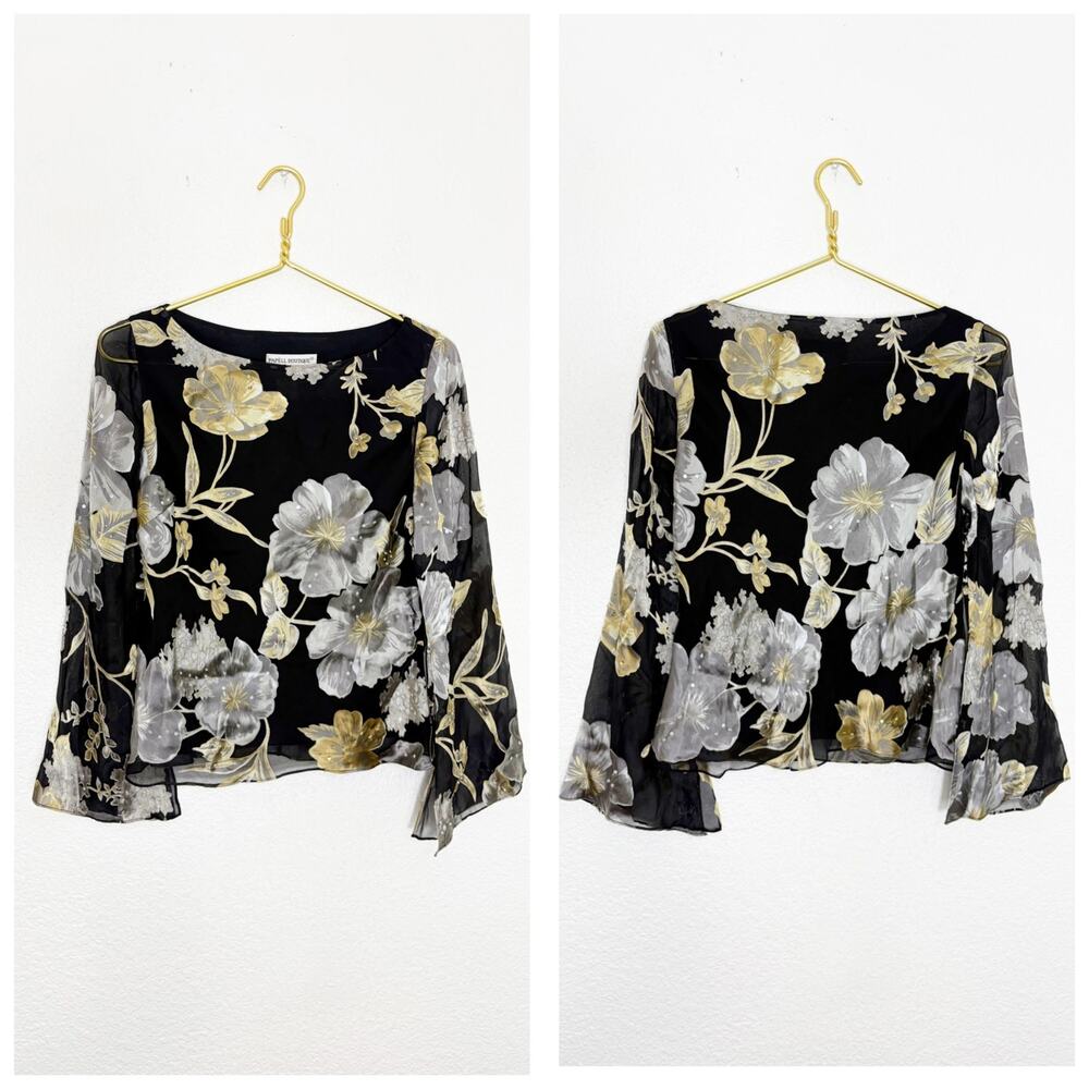 Vintage Y2K Adrianna Papell Fairy Whimsigoth Beaded Bell Sleeve Top Size MP
